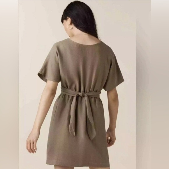 Vetta | Capsule The Convertible Wrap Mini Dress Khaki Small Minimalist Linen - Picture 5 of 13